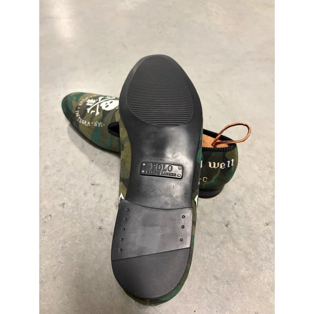 Polo Ralph Lauren slipper Mens 12 Camo Loafer Skull Forty Thieves Velvet Slipper